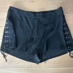 Black Lace-Up Women's Shorts